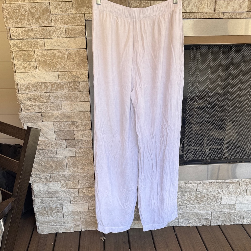 Elastic-Waist Wide Leg Pants - White - Picture 6 of 16